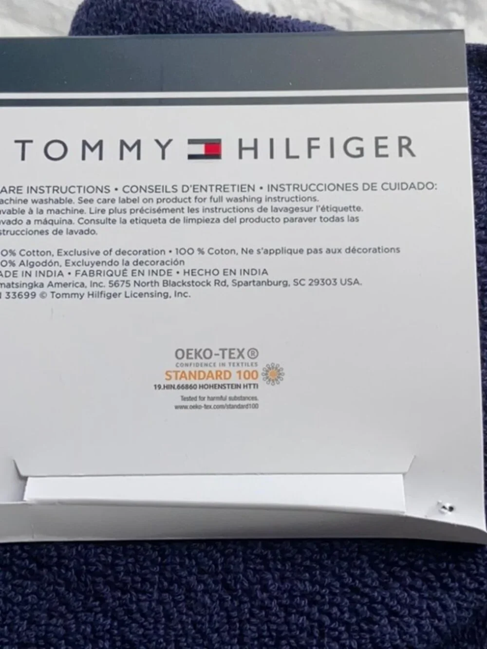 Tommy Hilfiger Modern American Dark Blue Bath Towel 30x54 NEW 100% Cotton Shower